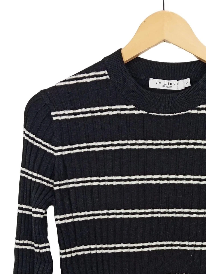 IN LINEA Sudadera de punto fino Mujeres Jersey Talla EU 40 negro-blanco - Imagen 3 de 4