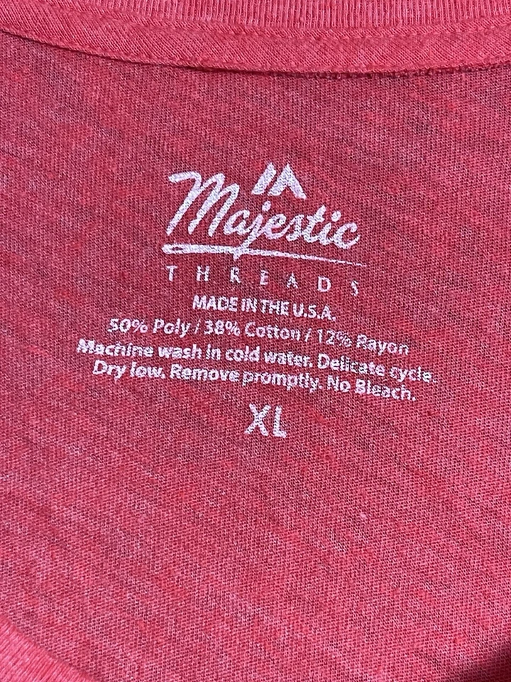 NUEVO CON ETIQUETAS Camiseta Majestic Threads Para Mujer XL Roja Filis L/S Cuello Redondo HECHA EN EE. UU. Foto 3 de 4