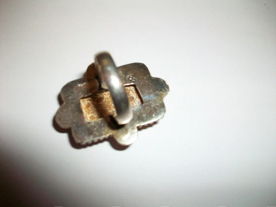 复古化石珊瑚宝石戒指 925 纯银 - 7 码 — 第 3/3 张图片