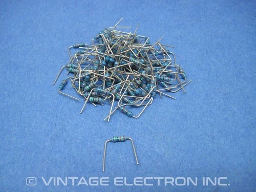 (100) KOA Metal Film Resistors (w/Pre-bent Leads): 75 KOHM 1% 1/4W (Taiwan) - product listing photo