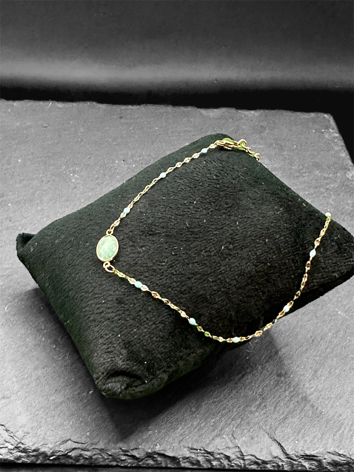 Chaîne de cheville Amazonite en pierres naturelles - Bracelet de pied réglable 21 à 24cm