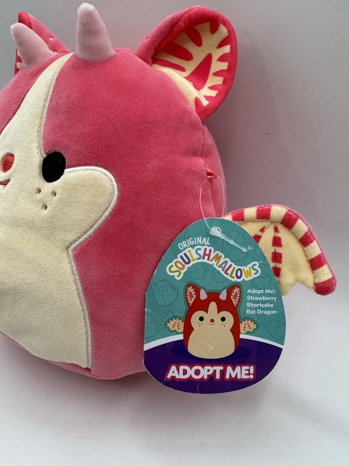 Squishmallows 8” ¡Adopt Me! Strawberry Shortcake Bat Dragon Jazwares 2024 Nuevo con Etiquetas Foto 4 de 4