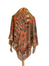 AS8 Satya Paul Silk Scarf Abstract Geometric Print Multicolor India Designer