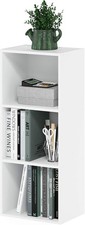 LUDER 3-Cube Bookshelf - Stylish White Bookcase for Home Office Living Room