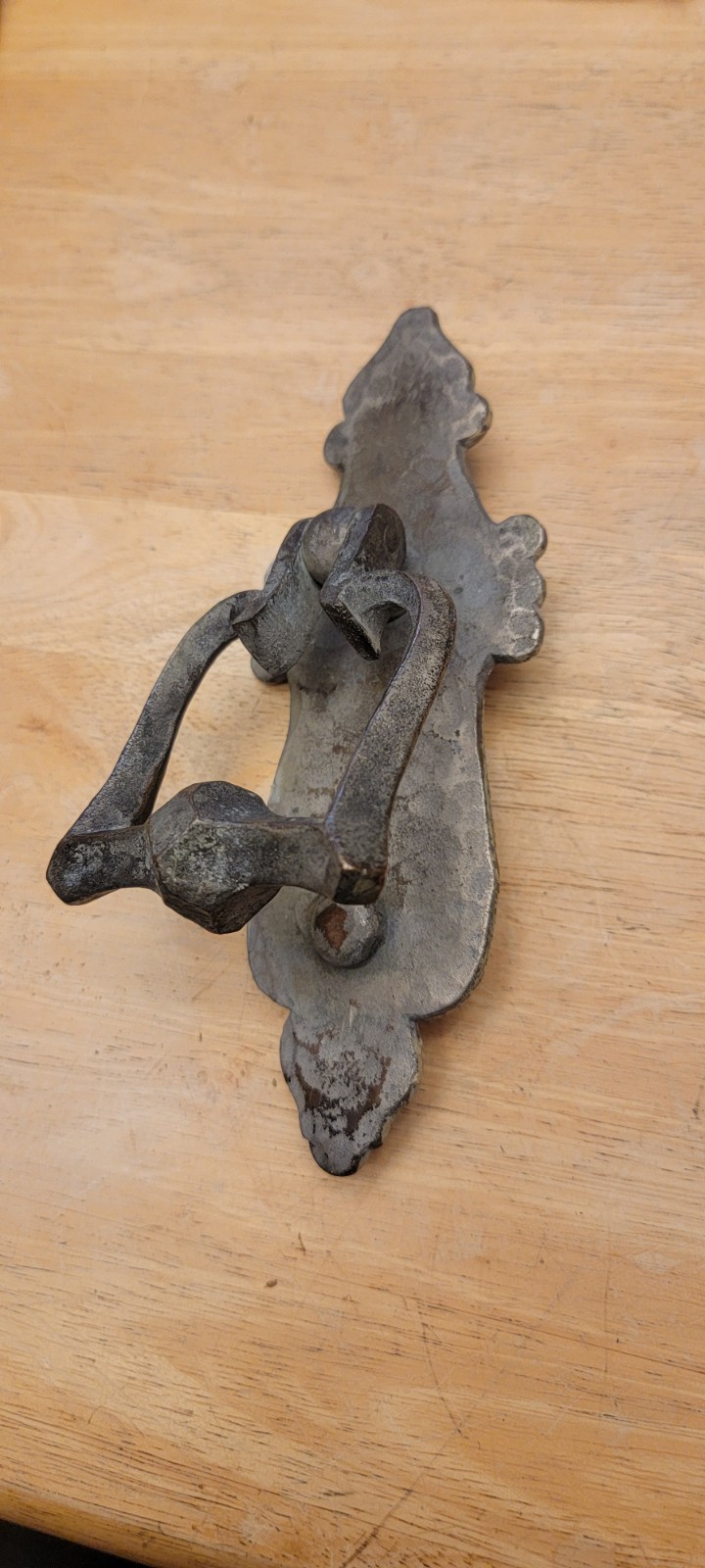 Antique FRONT DOOR KNOCKER Solid Heavy Bronze hammered metal RARE Vintage Unique