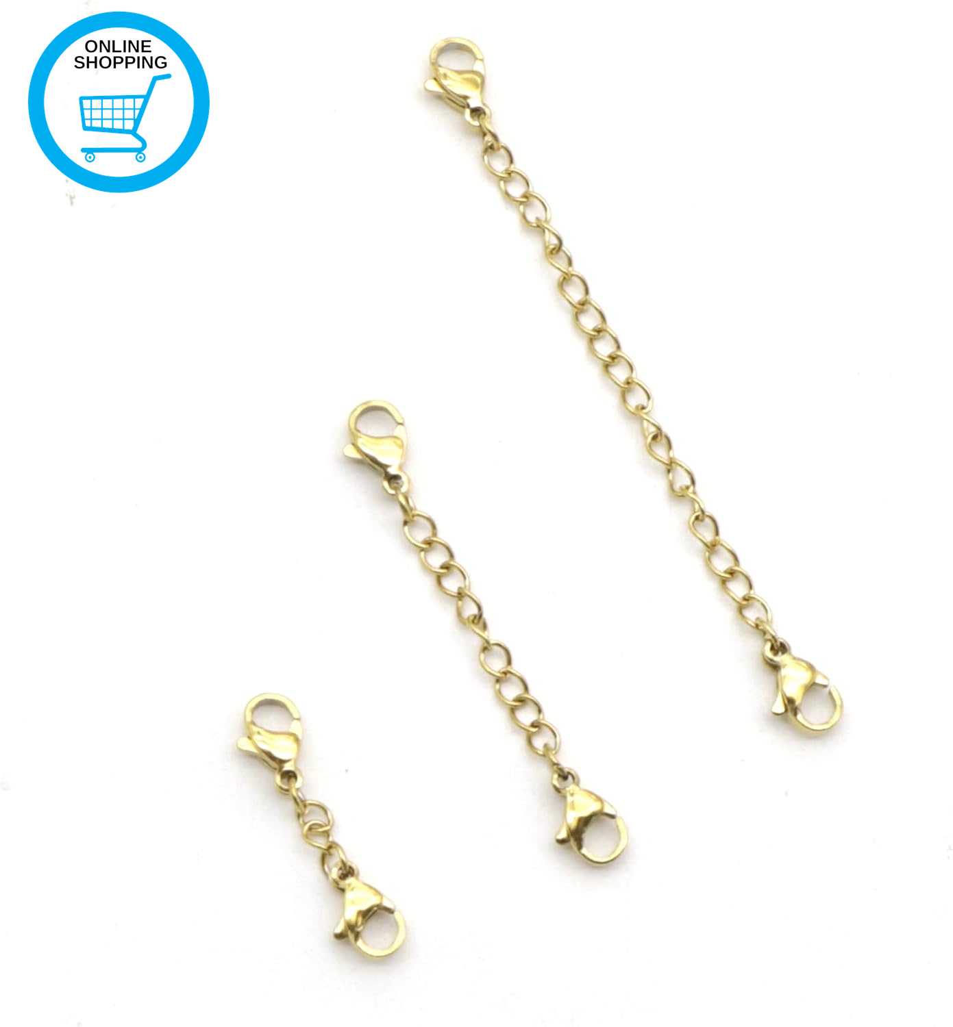 3PCS Necklace Extender Gold Necklace Extenders 3/3.5/7.5Cm Gold Chain Extender f