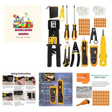 LEATBUY RJ45 Crimper Kit Crimping Tool Set for Pass Through with 50PCS Crimp ...