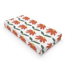 Orange Daisy Floral Baby Changing Pad Cover  Nursery Decor
