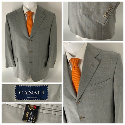 Canali Blazer Sport Coat 41R Gray Glen Plaid Super 120s Wool 3Btn Italy YGI Q549
