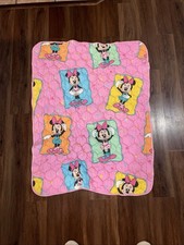 VTG Disney Dundee Minnie Mouse Quilt Baby Blanket Comforter Pink Ballerina 55X42