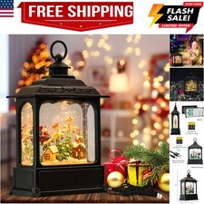 Christmas Musical Snow Globe Lantern with 6 Hour Timer, 11.2 Inch USB Plug-in...