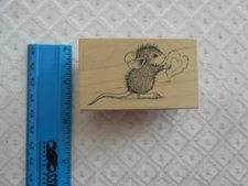 Stampa Rosa wood rubber House Mouse stamp Monica with Heart 115