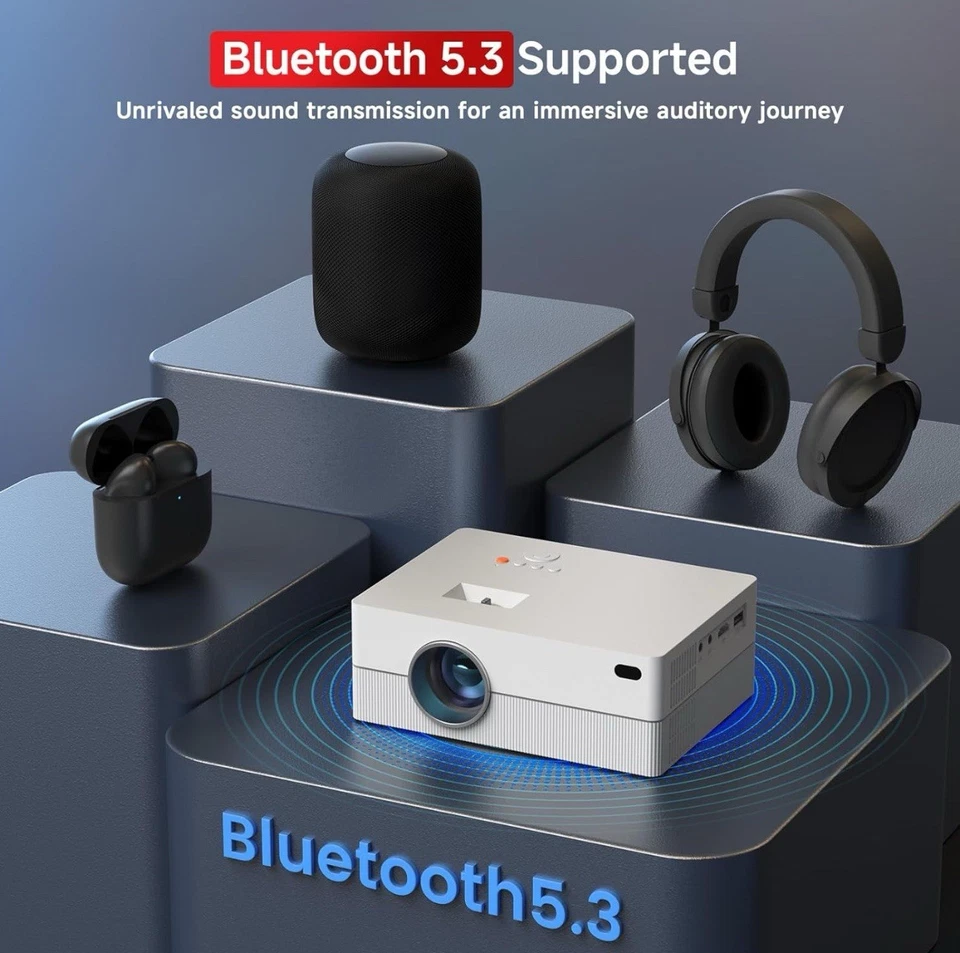 Mini Projector with WiFi and Bluetooth, Native 1080P Portable Projector Supporte - Image 4 of 4