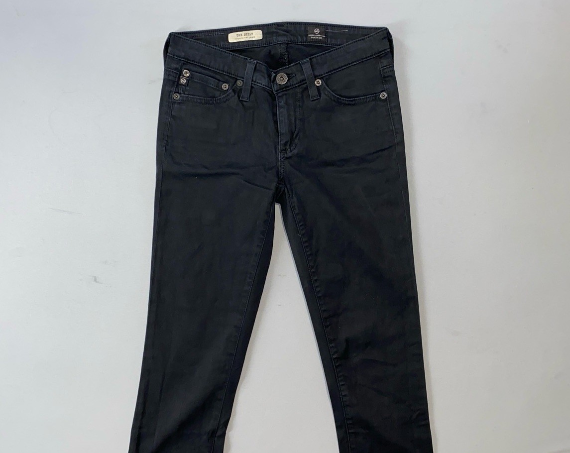 AG 'The Stilt' Cigarette Sateen Jean Style Pants. Washed Black, Women's 24R. GUC