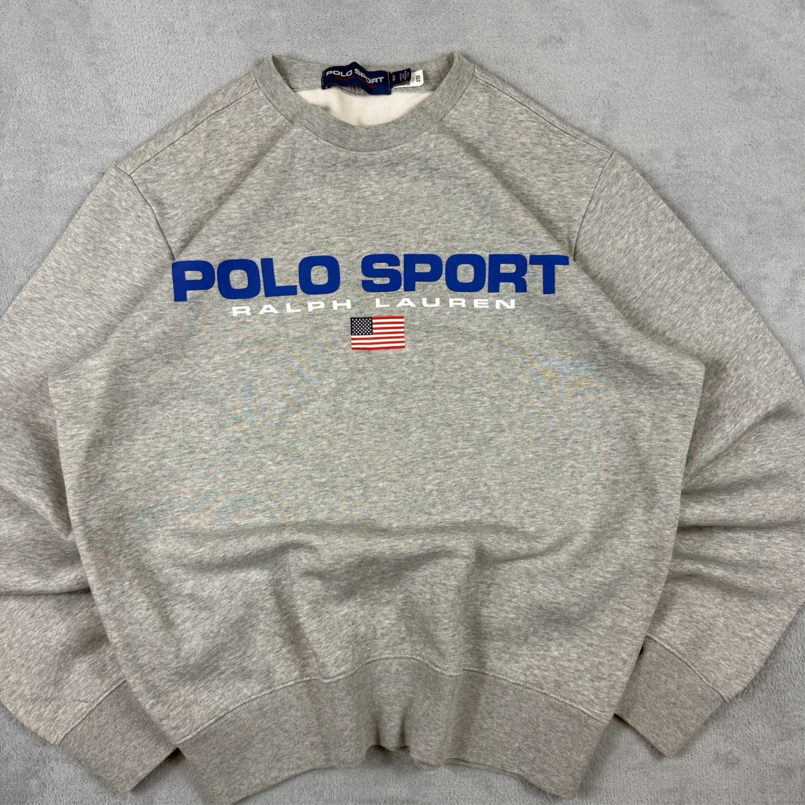 Vintage Polo Sport Ralph Lauren 2000's Grey Spellout Oversized Small Sweatshirt image 3
