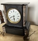 Antique French Black Slate Marble Mantel Clock — photo 2
