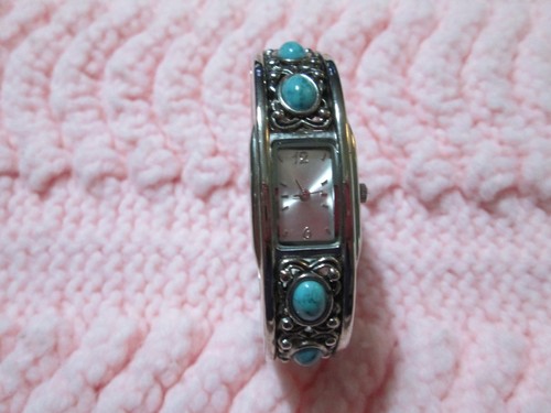 Wristwatch with Faux Turquoise Insets (Needs New Watch Battery)