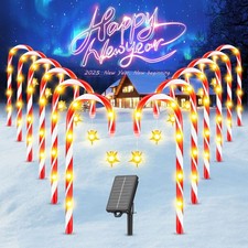 12 Pack Christmas Decorations Outdoor Solar Candy Cane Lights Pathway Lights