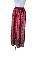 Vintage Jessica McClintock Y2K Velvet Rose Taffeta Skirt Size 10 Wine Whimsygoth