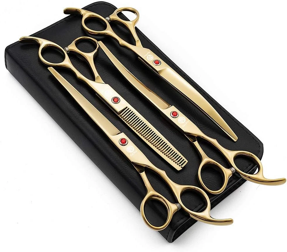 Professional 7.0 Inch 4PCS Pet Grooming Scissors Kit Japan Premium Steel Straigh