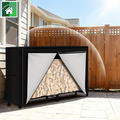 8ft Firewood Rack Cover Waterproof Wood Racks Protector Outdoor with Air Vents - Image 1 of 4