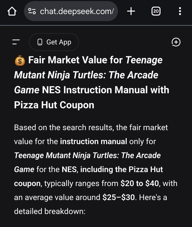 TMNT NES Rare Manual.with Pizza Hut add on back cover - Image 2 of 2