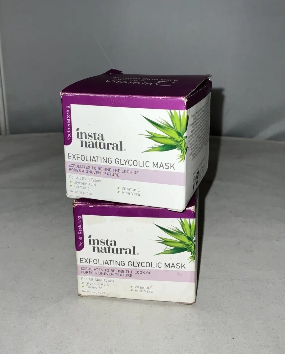 InstaNatural Exfoliating Glycolic Face Mask & Facial Scrub 2 Oz. for