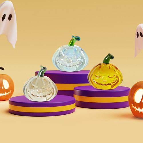 Kristall Halloween Kürbis Figur Sammlerstück Glas Kürbis Ornament Geschenk - Bild 3 von 7