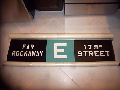 R40 SLANT NY NYC SUBWAY ROLL SIGN FAR ROCKAWAY BEACH BOARDWALK QUEENS E TRAIN