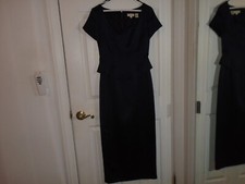 Ann Taylor Blue Satin Peplum Top Midi Dress Size 2