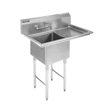 Stainless Steel Kitchen Sink with Faucet - DuraSteel 1 Compartment Commercial...