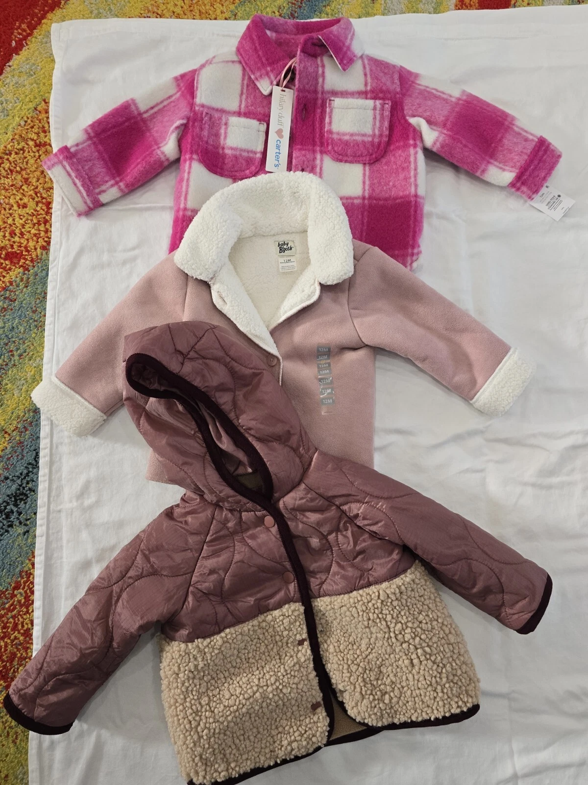 Baby Girls Clothes 12M 3 piece Set 2 New And 1 Pre-owned Jackets Pink