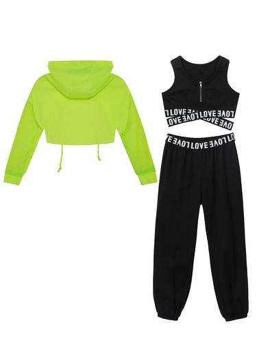 Kids Girls Outfits Long Sleeve Set Tops Suit Dance Costume Performance Hip-Hop - Picture 20 of 48