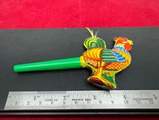 VINTAGE 50 s Western GERMANY Toy Whistle Rooster Metal Chicken Collectable