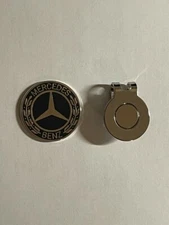 (1) Rare Mercedes-Benz Logo Emblem 1" Coin Style Golf Marker With Bonus Hat Clip