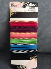 SCUNCI HAIR ELASTICS 54259 ASSORTED COLORS 30 PIECE - BRAND NEW