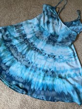 Tie Dyed Dress,Blue Green Summer Dress,Hippie Dress,Festival Dress Size XL