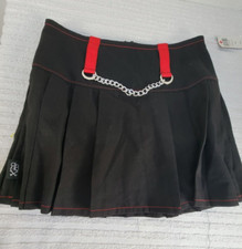 Royal Bones By Tripp Womens Black  Red Chain Pleated Mini Skirt Medium New