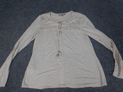 Daniel Rainn Womens Blouse Medium Beige pullover stretch
