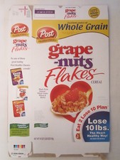 Empty POST Cereal Box GRAPE-NUTS FLAKES 2007 18 oz G7C6s 