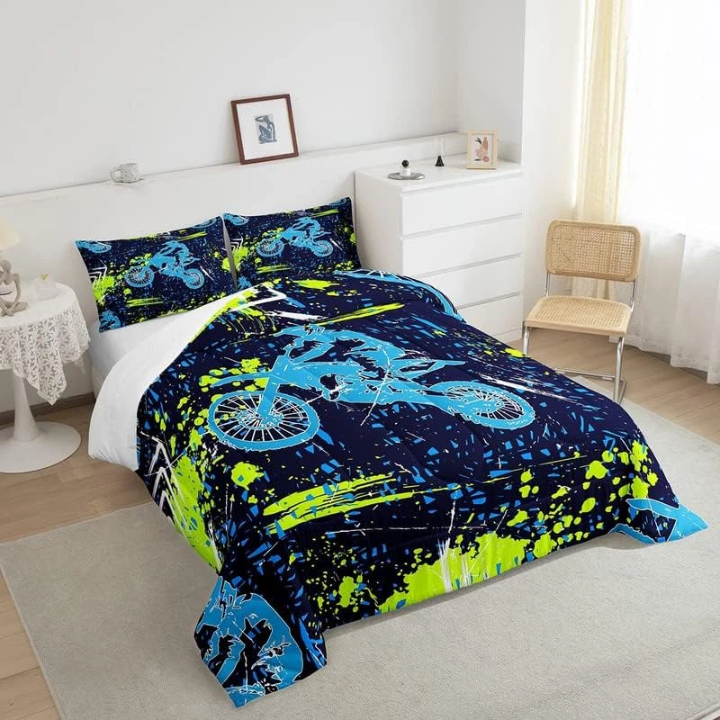 Dirt Bike Kids Comforter Set Extreme Sports Bedding Set for Boys Girls Decor Rac - Image 4 of 4