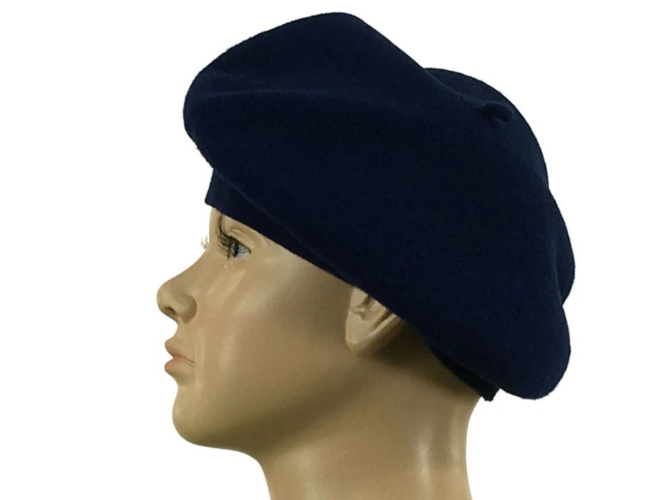 Laulhere Niños Lana Francesa Boina Sombrero Azul Coco con Lazo Blanco/Azul 6 5/8 - FR Foto 3 de 4