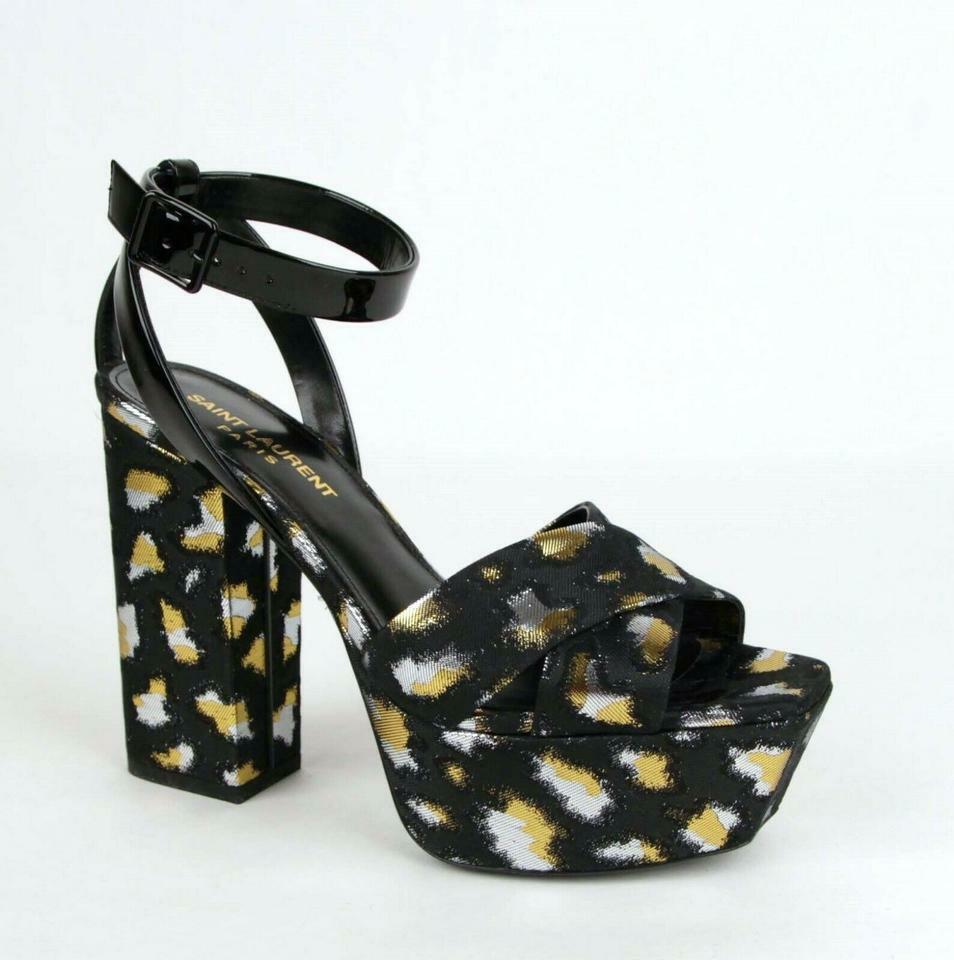 Sandali Saint Laurent Farrah jacquard plateau nuovi con scatola taglia 36 5 orig $995 00