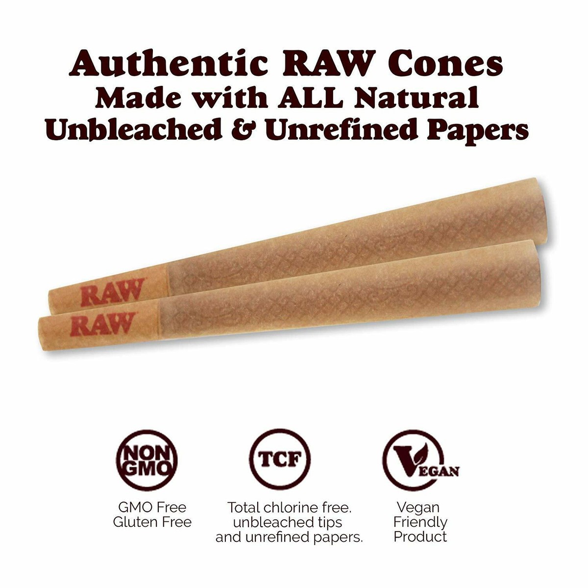RAW 120 Classic King Size Cones, 109mm Pre Rolled Natural Cones, W Gallery  Box