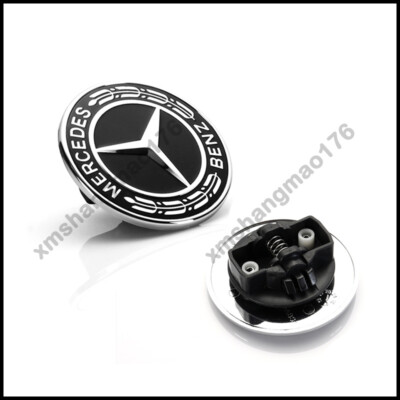2007-ON MERCEDES W212 W213 W205 W204 C & E CLASS BADGE FLAT HOOD EMBLEM BLACK
