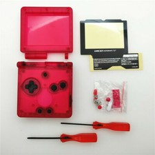 GBA SP Game Boy Advance SP Replacement Housing Shell Transparent Clear Red