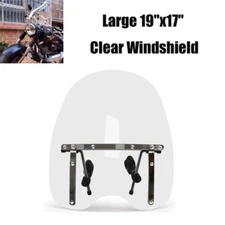 19"x 17" Motorcycle Universal Windshield Large 7/8'' 1'' 1.25" Fit For Harley