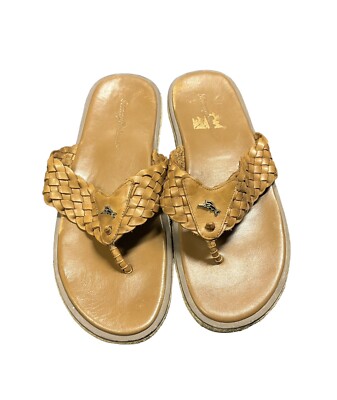 Tommy Bahama Saltholm Brown Mens Woven Leather Flip Flop  display picture 1