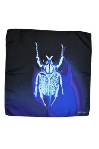 Paul Smith Mainline Goliathus Beetle Print Silk Pocket Square Mens Brand New - Picture 1 of 3