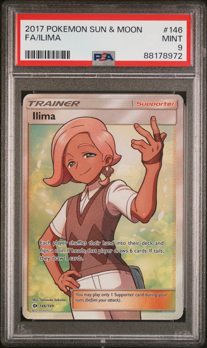 PSA 9 Ilima Full Art WAIFU #146 2017 Pokemon Sun & Moon 88178972